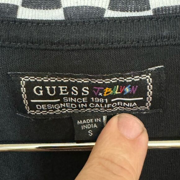 GUESS J Balvin Vibras Black & White Checkered Streetwear Men’s S T-Shirt MINTY - Picture 6 of 7